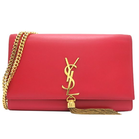 SAINT LAURENT Red Leather Shoulder Bag - Picture 1 of 10